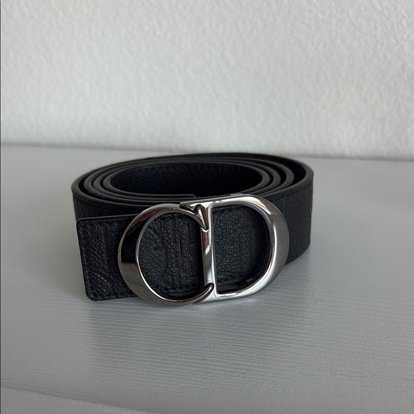 Dior Black Leather Belt with Silver Buckle - Picture 1 of 6
